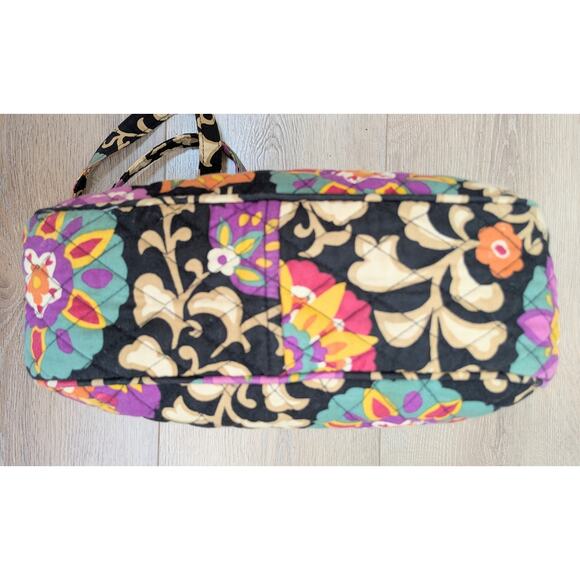 Vera Bradley Shoulder Tote Bag Bold Black Multicolor Boho Floral Quilt Festival - Picture 7 of 12